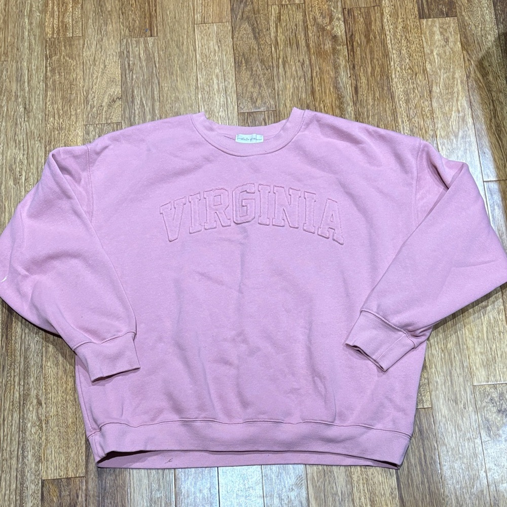 Virginia Embroidered Crewneck Sweatshirt - Dusty Pink